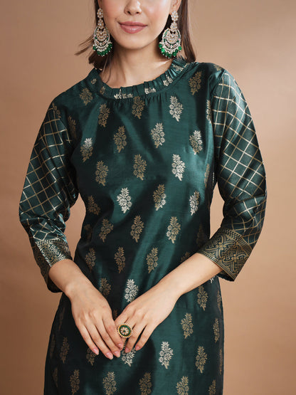 Cotton Silk Jacquard Kurta Pant With Banarasi Silk dupatta - FitVibe Fashion