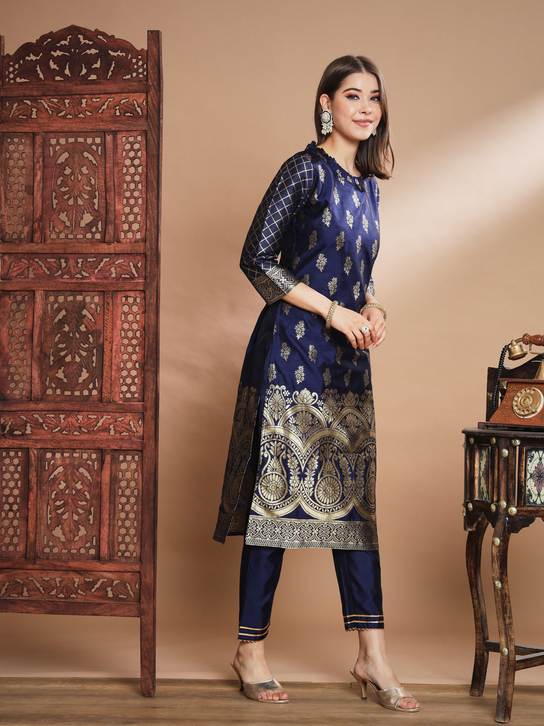 Cotton Silk Jacquard Kurta Pant With Banarasi Silk dupatta - FitVibe Fashion