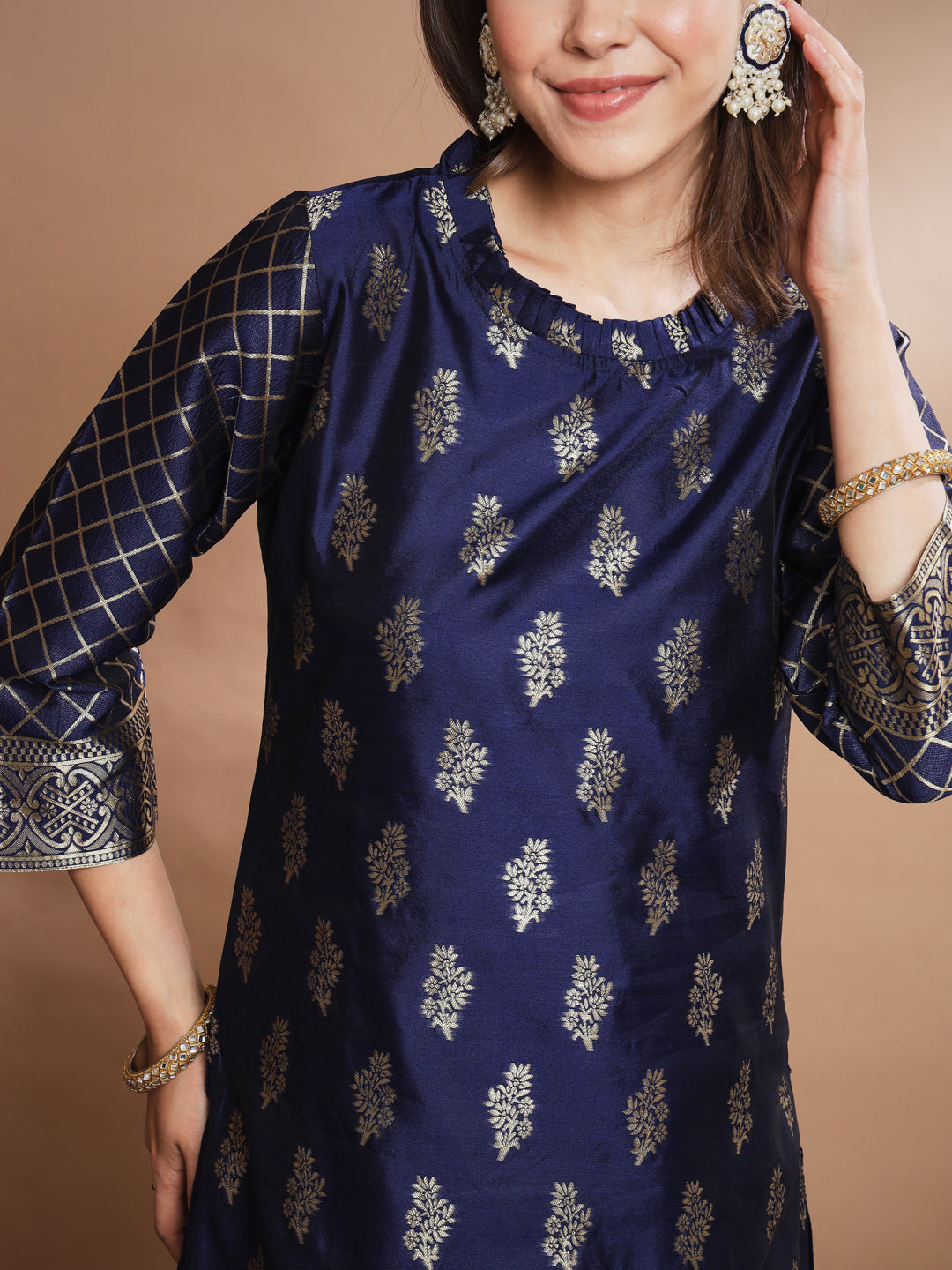 Cotton Silk Jacquard Kurta Pant With Banarasi Silk dupatta - FitVibe Fashion
