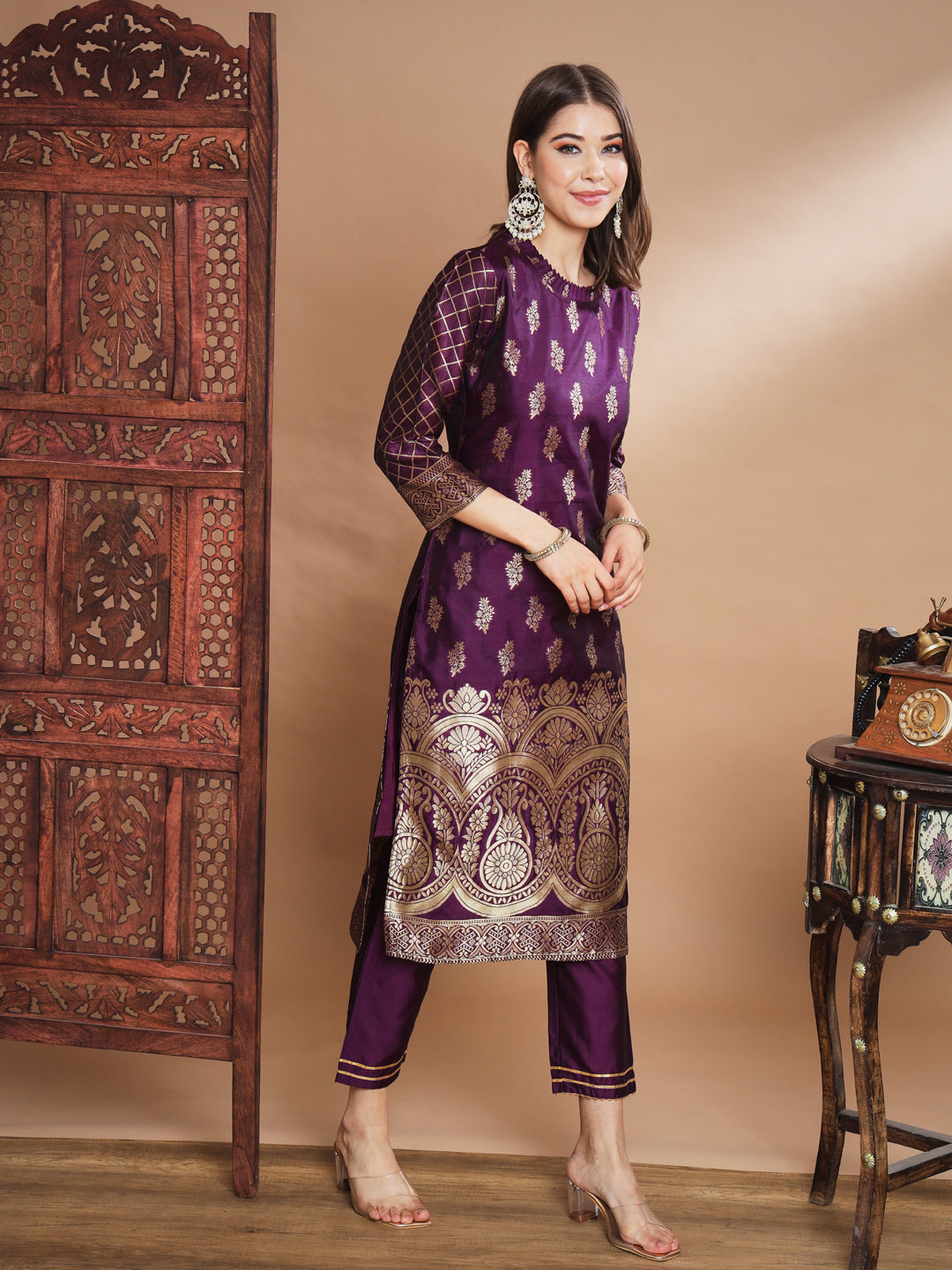 Cotton Silk Jacquard Kurta Pant With Banarasi Silk dupatta - FitVibe Fashion
