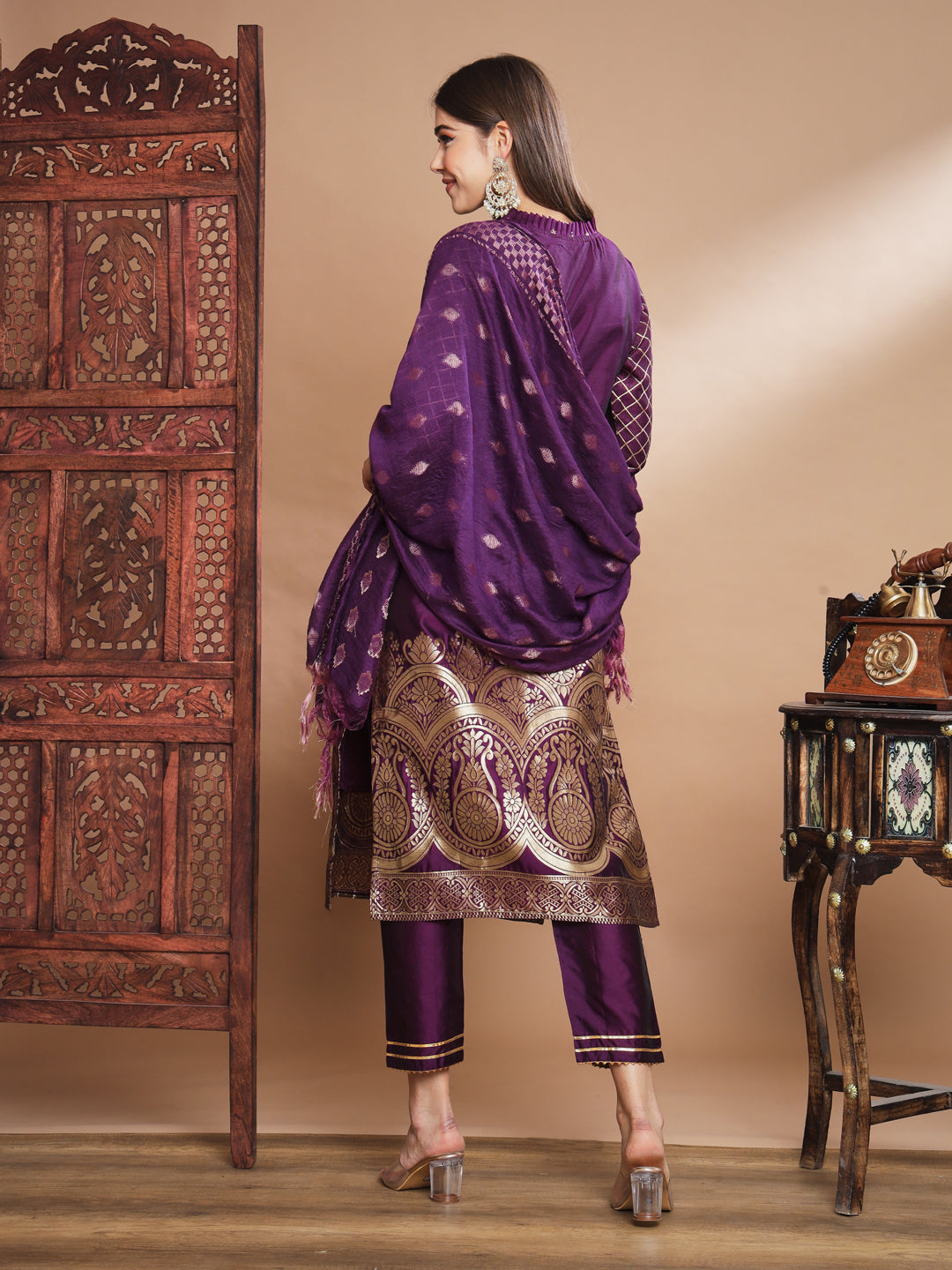 Cotton Silk Jacquard Kurta Pant With Banarasi Silk dupatta - FitVibe Fashion
