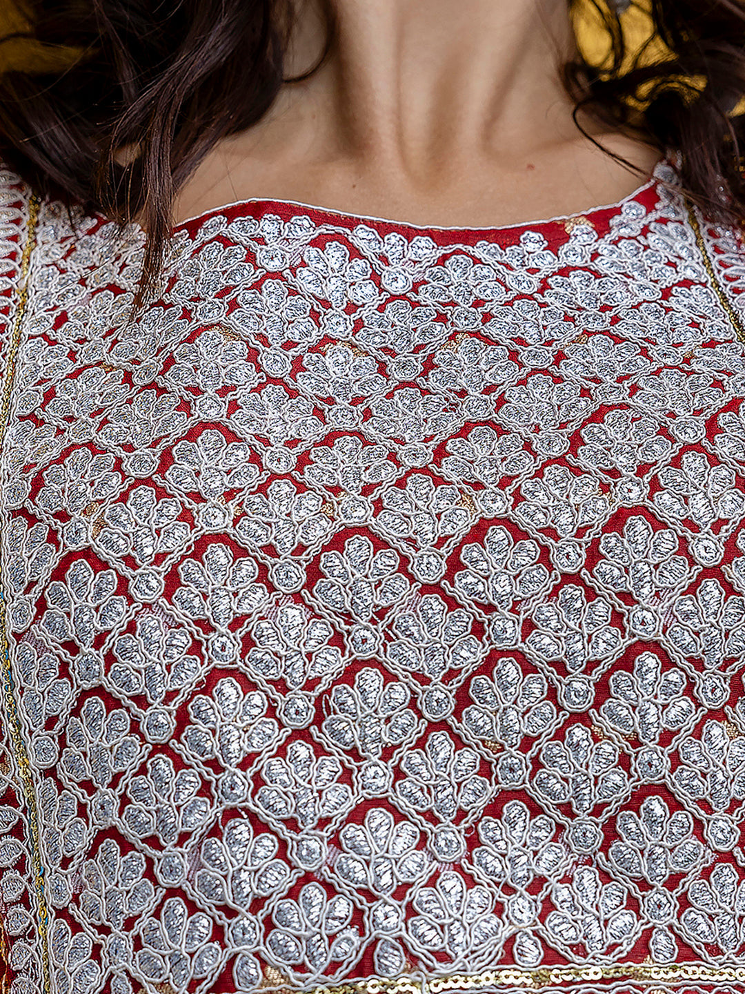 Kaveri Embroidered Chanderi Mehndi Suit Set with Dupatta Ethnic Sets - FitVibe Fashion