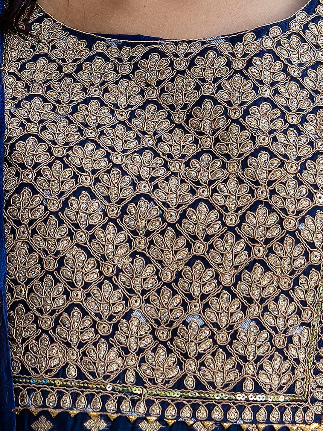 Kaveri Embroidered Chanderi Mehndi Suit Set with Dupatta Ethnic Sets - FitVibe Fashion