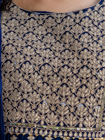 Kaveri Embroidered Chanderi Mehndi Suit Set with Dupatta Ethnic Sets - FitVibe Fashion