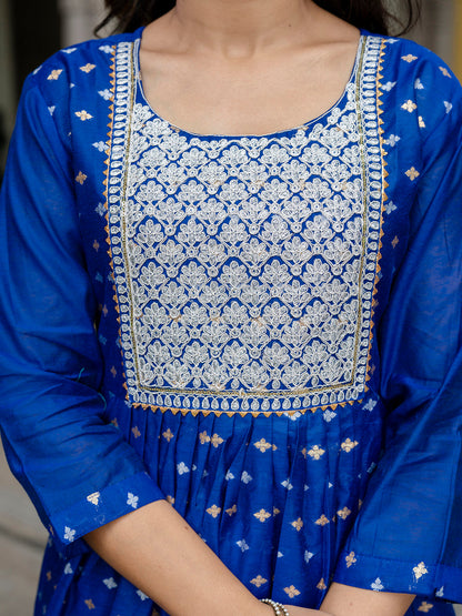 Kaveri Embroidered Chanderi Mehndi Suit Set with Dupatta Ethnic Sets - FitVibe Fashion