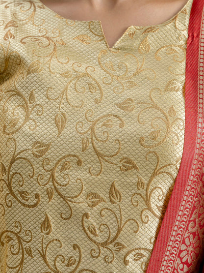 Kanishka Cotton Silk Jacquard Kurta Pant & Banarasi Dupatta Set – Elegant Party Wear Outfit - FitVibe Fashion