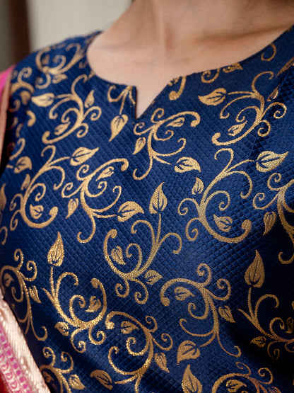 Kanishka Cotton Silk Jacquard Kurta Pant & Banarasi Dupatta Set – Elegant Party Wear Outfit - FitVibe Fashion