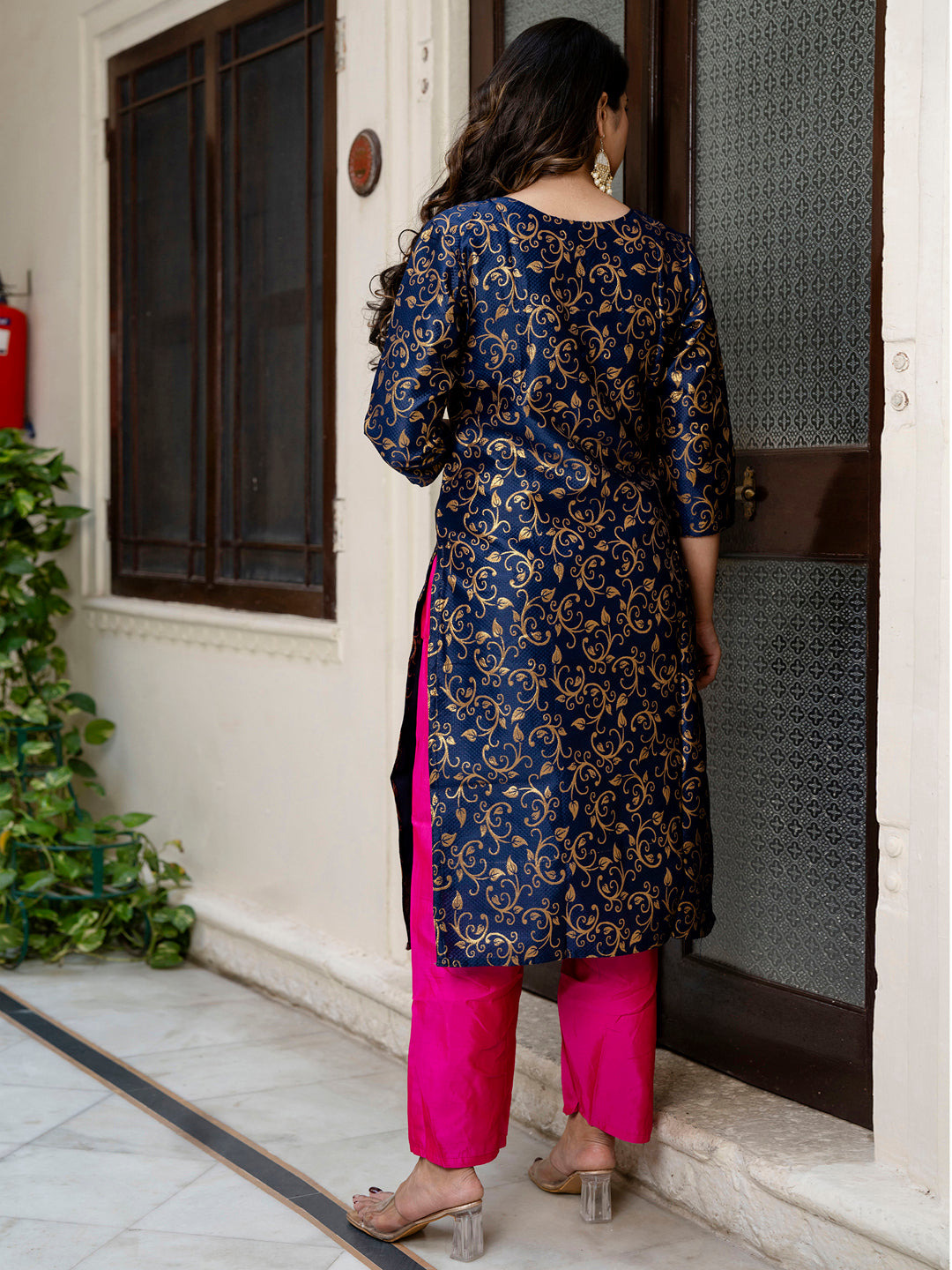 Kanishka Cotton Silk Jacquard Kurta Pant & Banarasi Dupatta Set – Elegant Party Wear Outfit - FitVibe Fashion