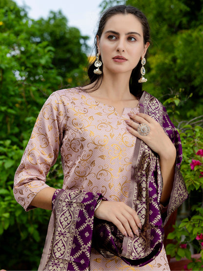 Kanishka Cotton Silk Jacquard Kurta Pant & Banarasi Dupatta Set – Elegant Party Wear Outfit - FitVibe Fashion