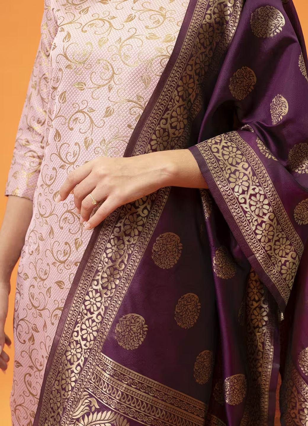 ZariZeenat Cotton Silk Jacquard Kurta Pant & Banarasi Dupatta Set – Elegant Party Wear Outfit - FitVibe Fashion