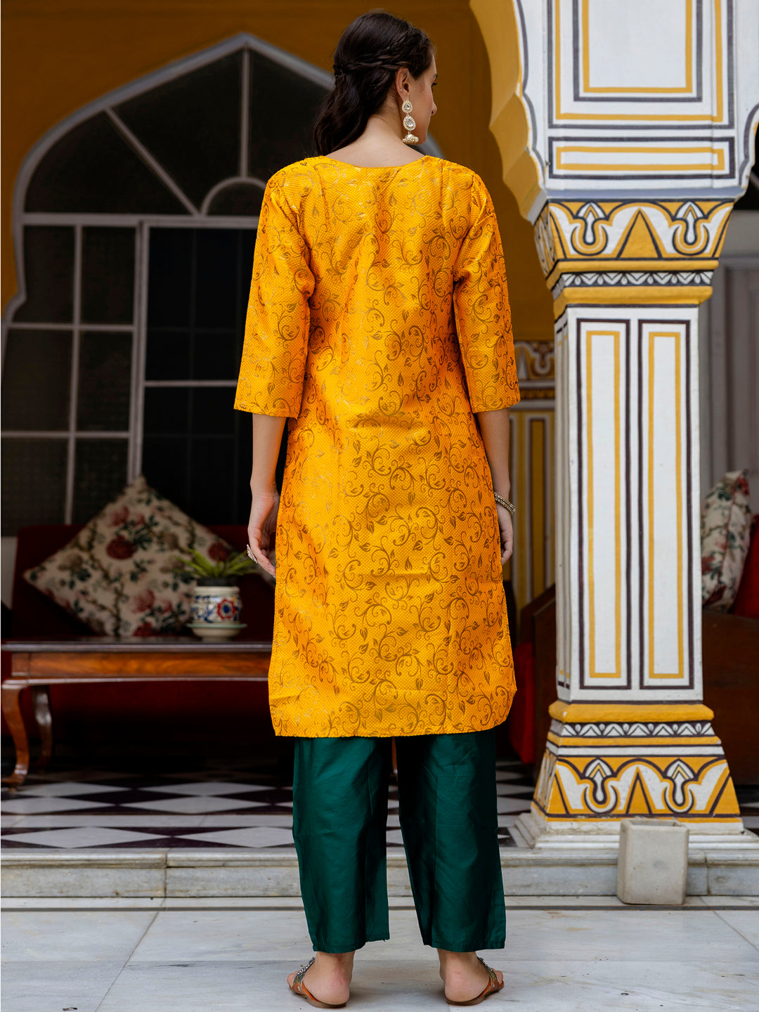 Kanishka Cotton Silk Jacquard Kurta Pant & Banarasi Dupatta Set – Elegant Party Wear Outfit - FitVibe Fashion