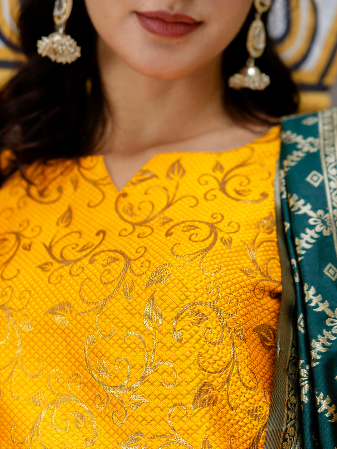 Kanishka Cotton Silk Jacquard Kurta Pant & Banarasi Dupatta Set – Elegant Party Wear Outfit - FitVibe Fashion