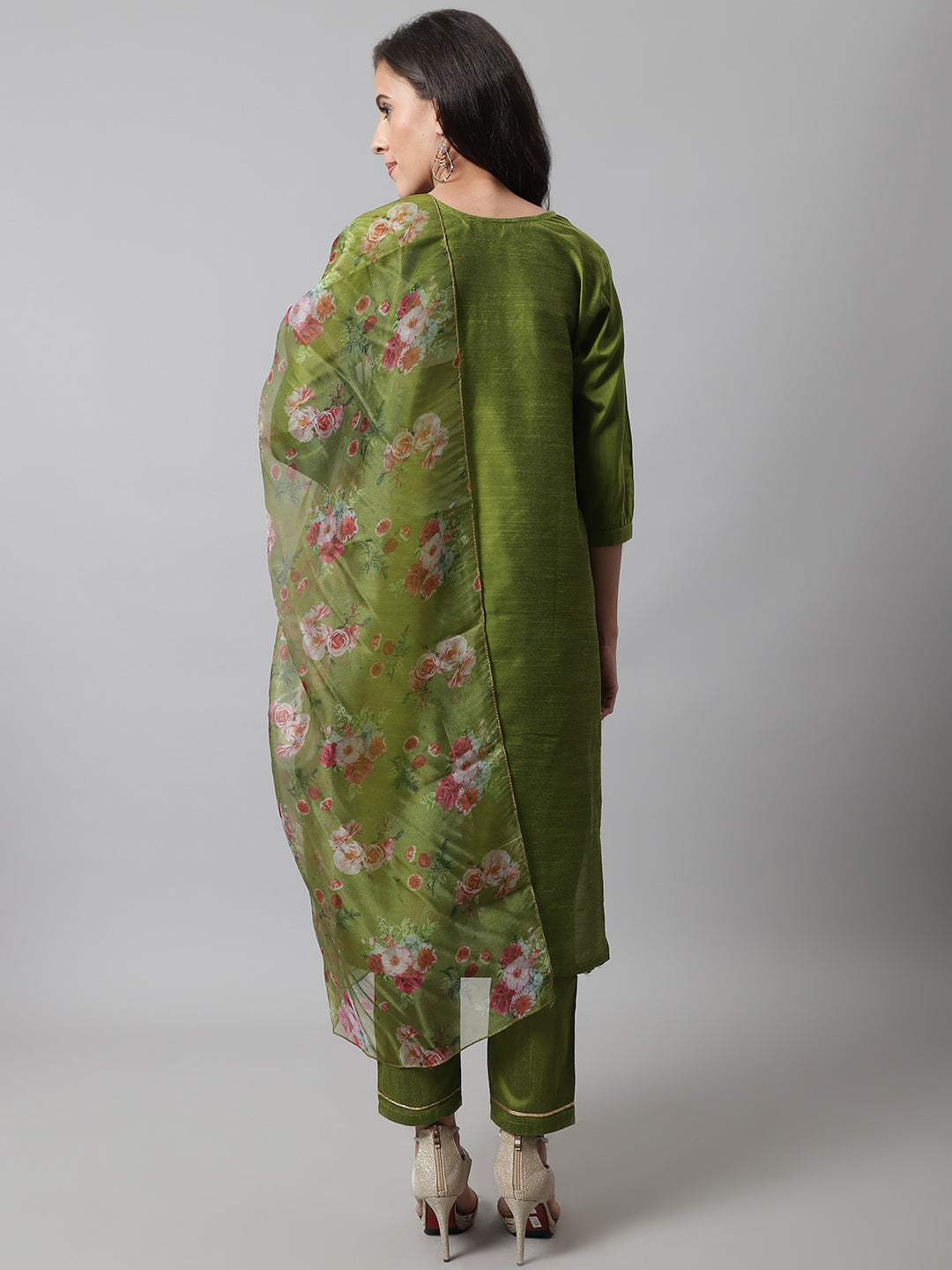 Women Kurta and Trousers Pant Set Silk Blend - FitVibe Fashion