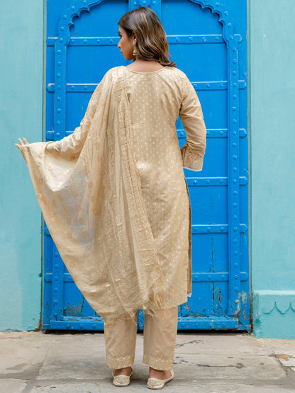 Varnika Chanderi Silk Kurta Set: Coding Embroidery, Party Wear Elegance - FitVibe Fashion