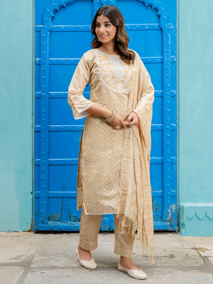 Varnika Chanderi Silk Kurta Set: Coding Embroidery, Party Wear Elegance - FitVibe Fashion