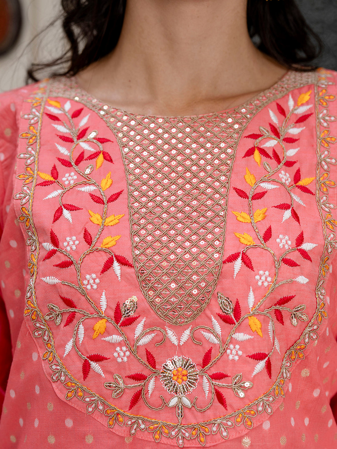 Varnika Chanderi Silk Kurta Set: Coding Embroidery, Party Wear Elegance - FitVibe Fashion