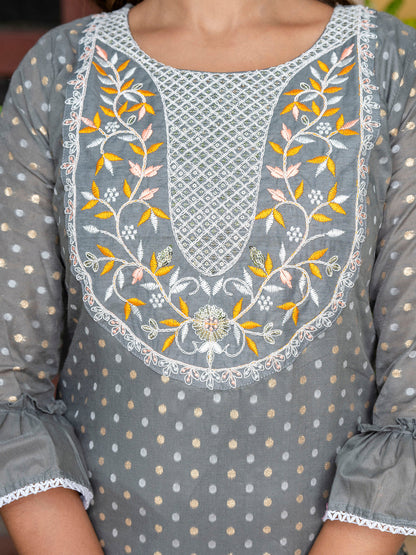 Varnika Chanderi Silk Kurta Set: Coding Embroidery, Party Wear Elegance - FitVibe Fashion