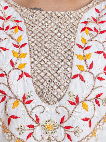 Varnika Chanderi Silk Kurta Set: Coding Embroidery, Party Wear Elegance - FitVibe Fashion