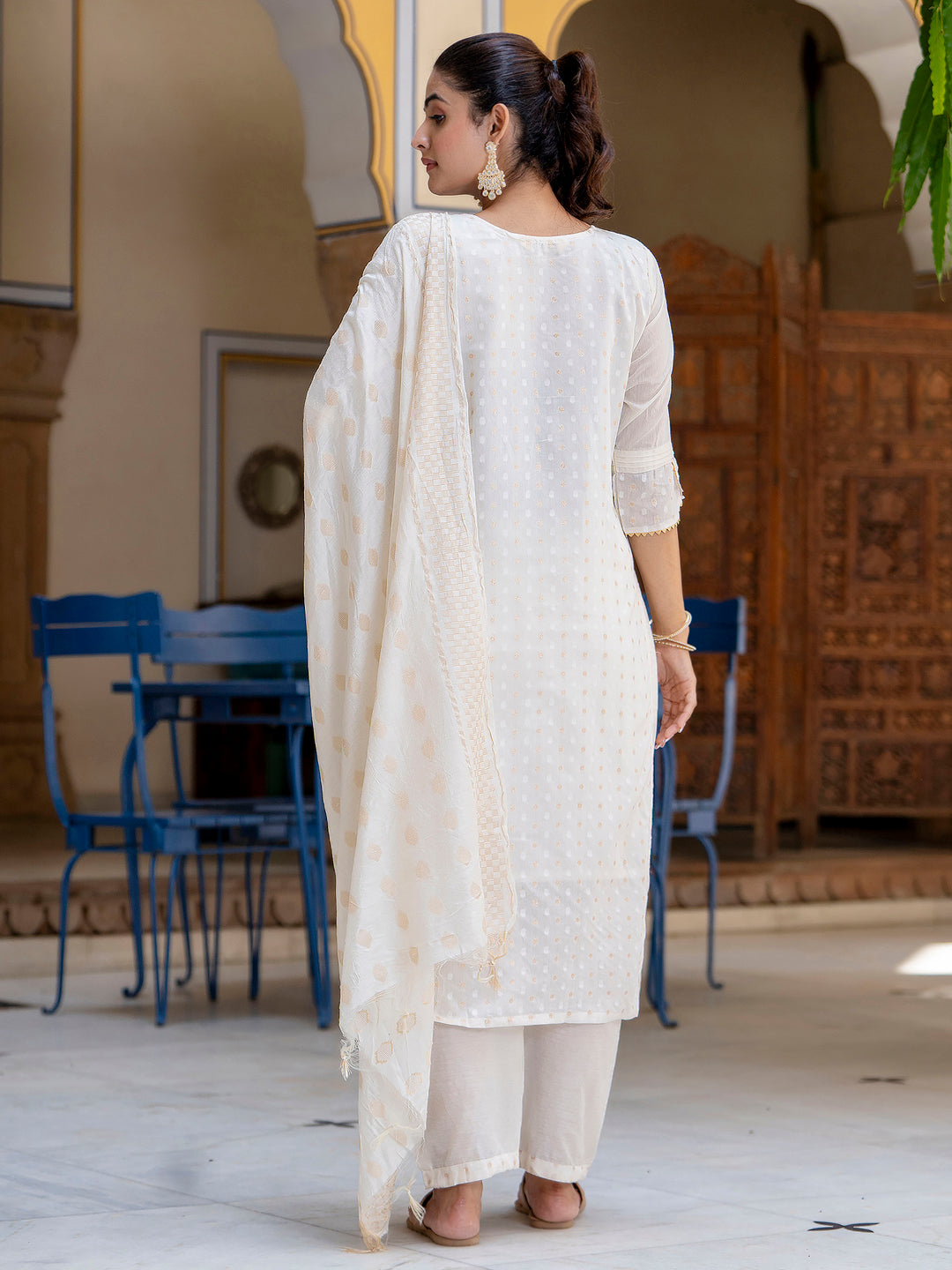 Varnika Chanderi Silk Kurta Set: Coding Embroidery, Party Wear Elegance - FitVibe Fashion