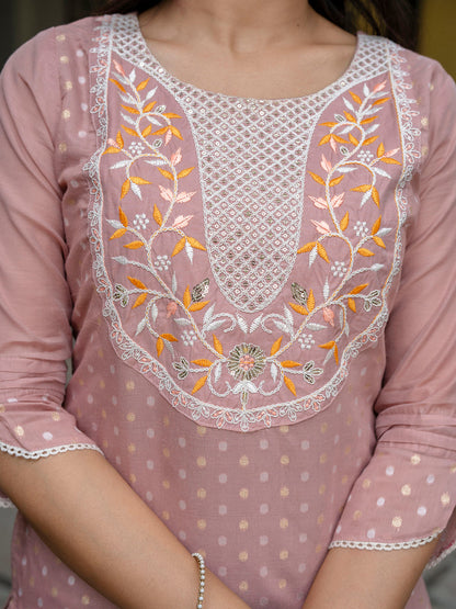 Varnika Chanderi Silk Kurta Set: Coding Embroidery, Party Wear Elegance - FitVibe Fashion