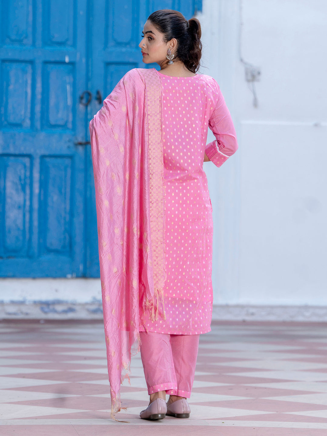 Varnika Chanderi Silk Kurta Set: Coding Embroidery, Party Wear Elegance - FitVibe Fashion