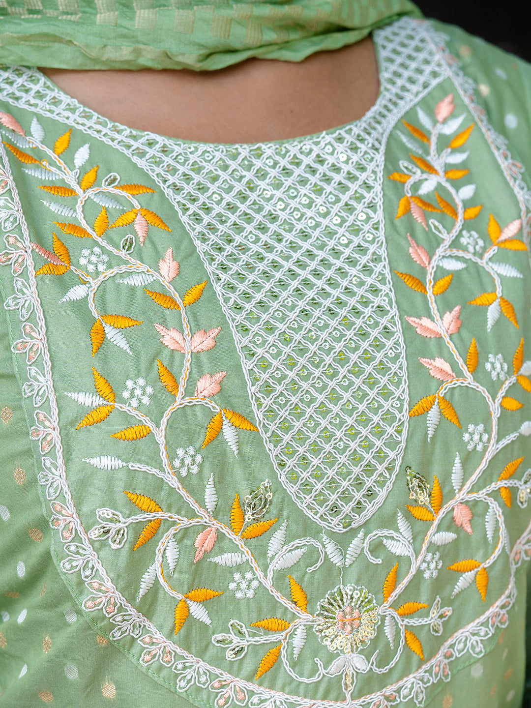 Varnika Chanderi Silk Kurta Set: Coding Embroidery, Party Wear Elegance - FitVibe Fashion