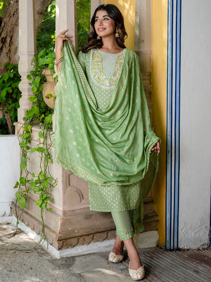 Varnika Chanderi Silk Kurta Set: Coding Embroidery, Party Wear Elegance - FitVibe Fashion