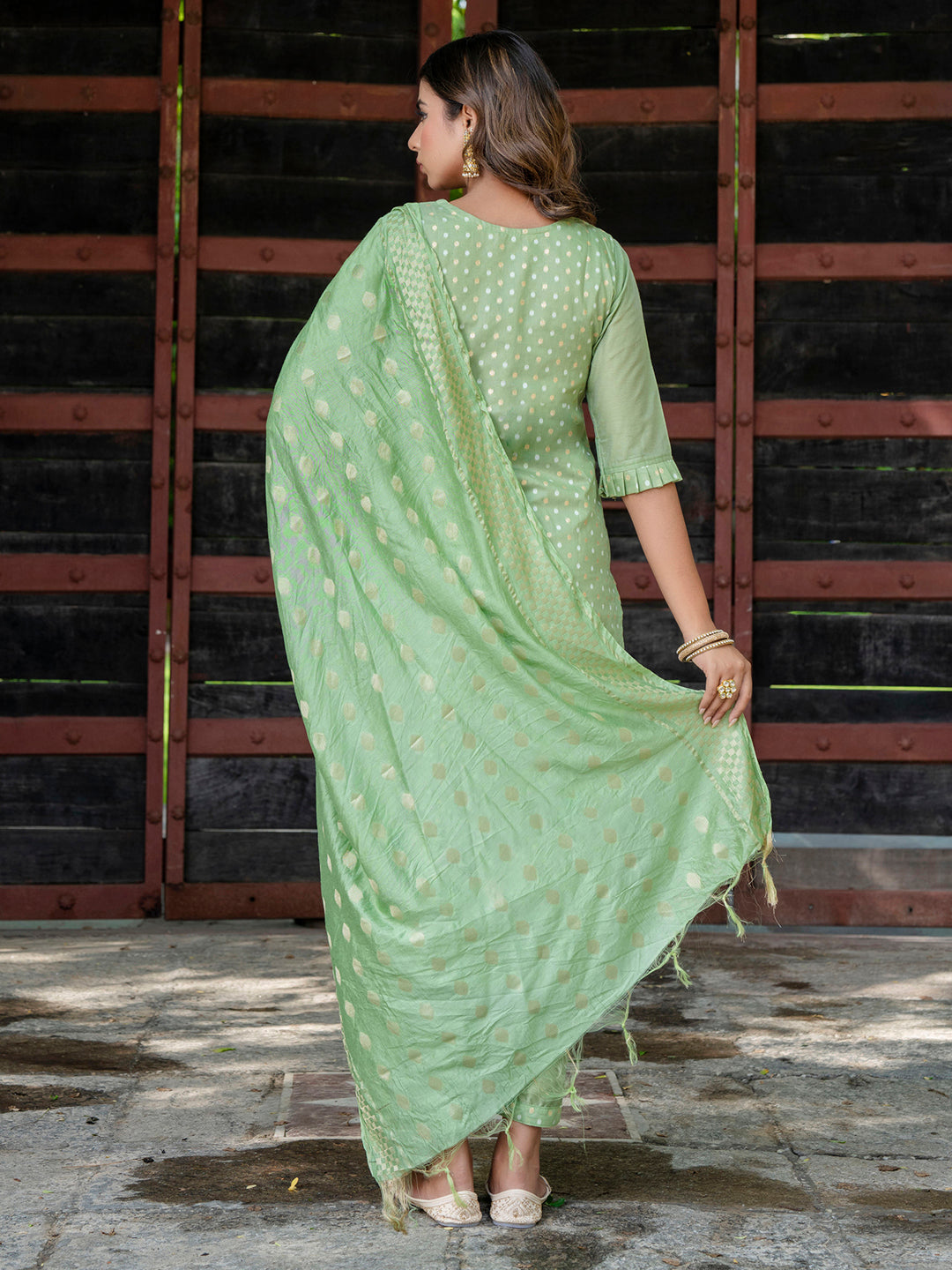 Varnika Chanderi Silk Kurta Set: Coding Embroidery, Party Wear Elegance - FitVibe Fashion