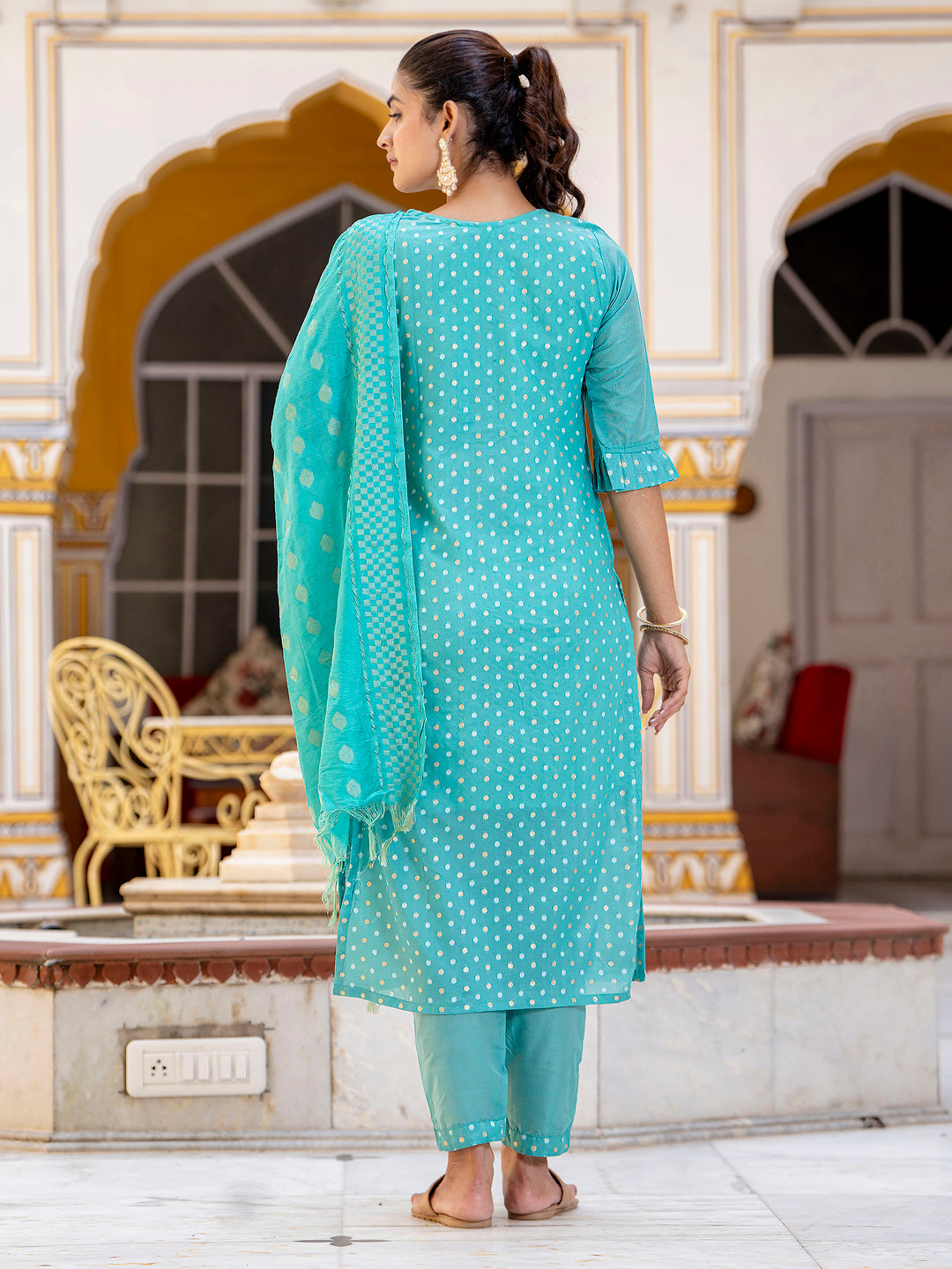 Varnika Chanderi Silk Kurta Set: Coding Embroidery, Party Wear Elegance - FitVibe Fashion