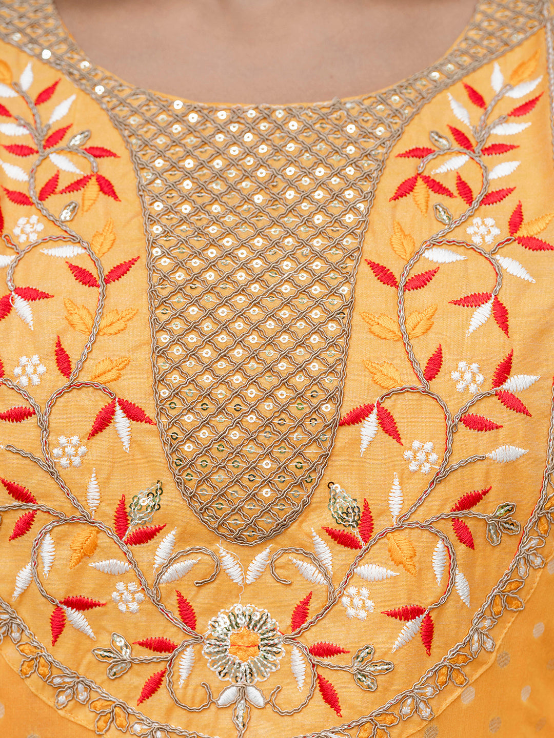 Varnika Chanderi Silk Kurta Set: Coding Embroidery, Party Wear Elegance - FitVibe Fashion