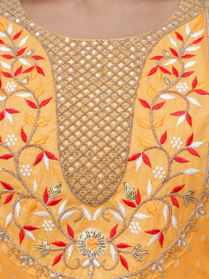 Varnika Chanderi Silk Kurta Set: Coding Embroidery, Party Wear Elegance - FitVibe Fashion