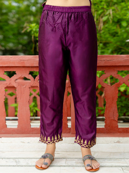 Yamini Cotton Silk Jacquard Kurta Pant with Banarasi Silk Dupatta – Elegant Ethnic 3-Piece Set for Women - FitVibe Fashion