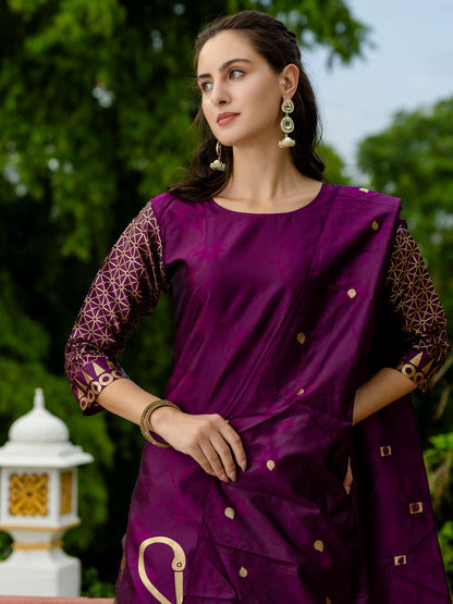 Yamini Cotton Silk Jacquard Kurta Pant with Banarasi Silk Dupatta – Elegant Ethnic 3-Piece Set for Women - FitVibe Fashion