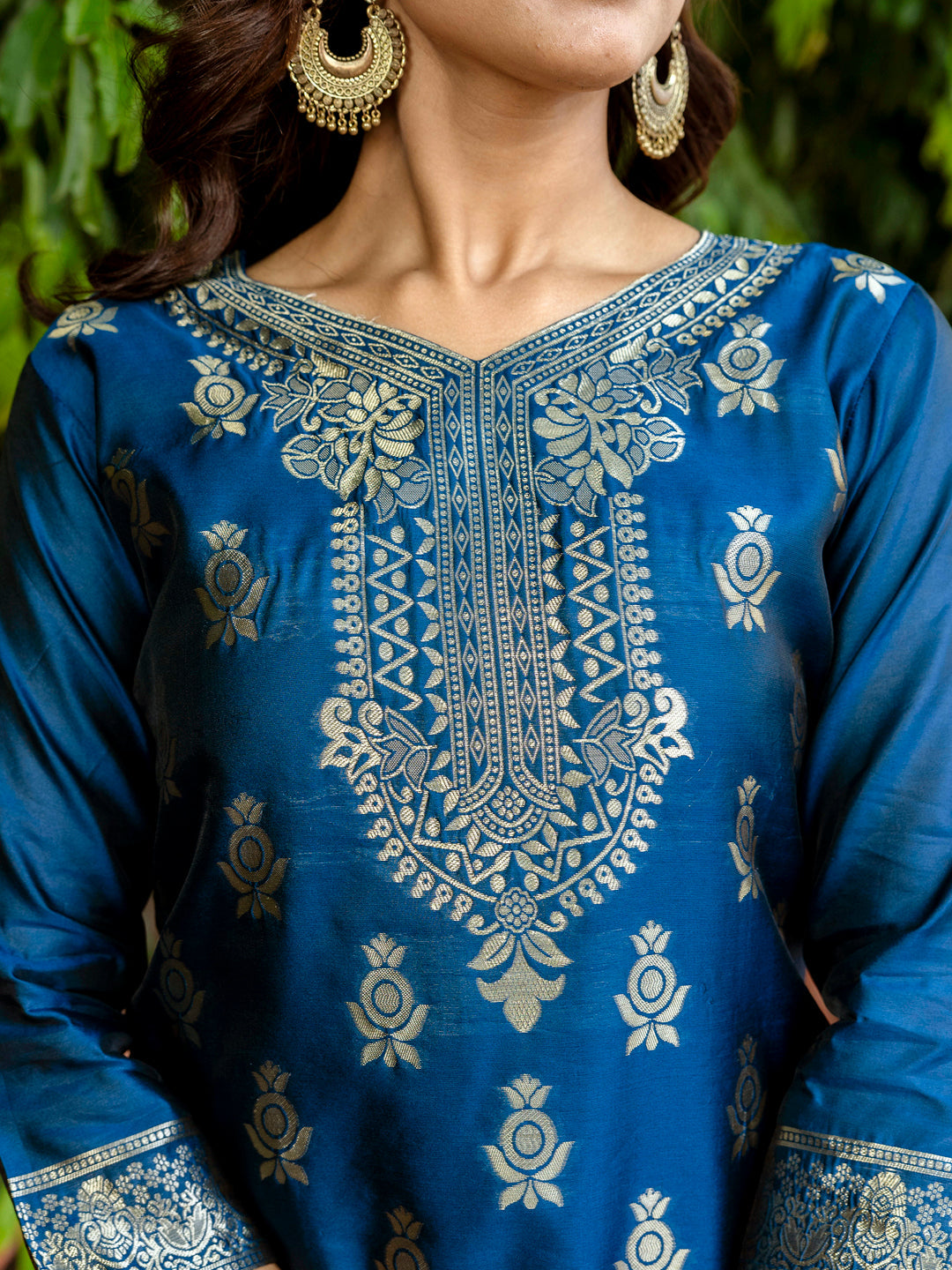 Sumiti Cotton Silk Jacquard Kurta Pant with Banarasi Dupatta – Stylish Party Wear Ethnic Ensemble for Women - FitVibe Fashion