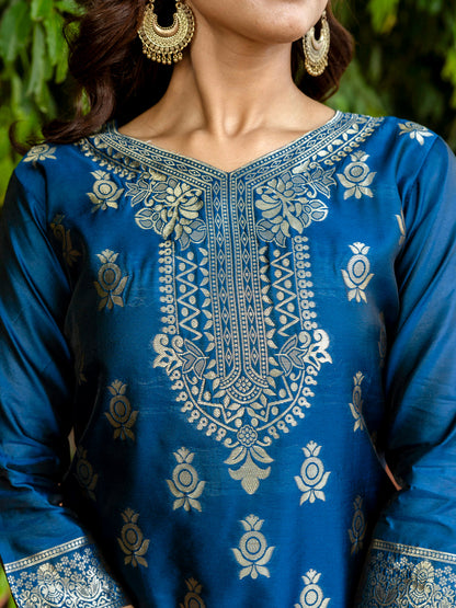 Sumiti Cotton Silk Jacquard Kurta Pant with Banarasi Dupatta – Stylish Party Wear Ethnic Ensemble for Women - FitVibe Fashion