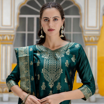 Sumiti Cotton Silk Jacquard Kurta Pant with Banarasi Dupatta – Stylish Party Wear Ethnic Ensemble for Women - FitVibe Fashion