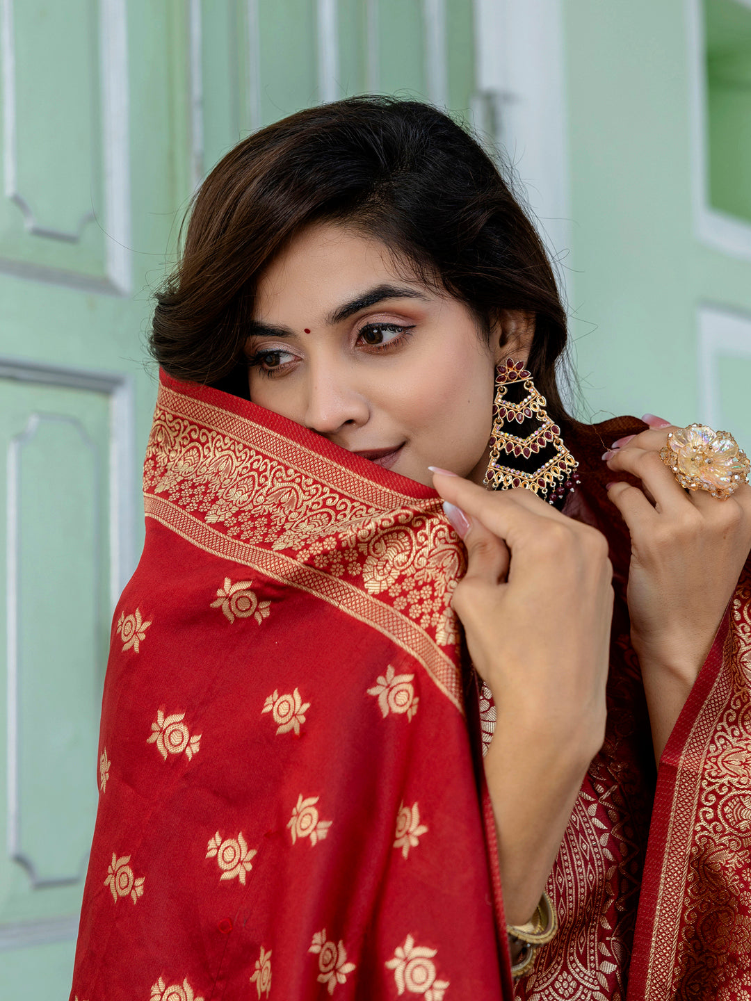 Sumiti Cotton Silk Jacquard Kurta Pant with Banarasi Dupatta – Stylish Party Wear Ethnic Ensemble for Women - FitVibe Fashion