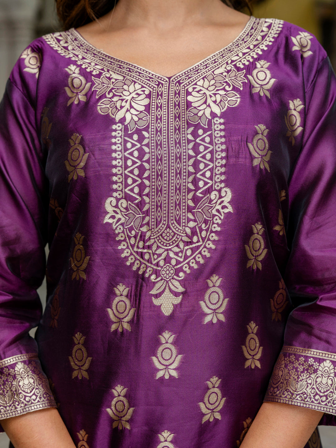 Sumiti Cotton Silk Jacquard Kurta Pant with Banarasi Dupatta – Stylish Party Wear Ethnic Ensemble for Women - FitVibe Fashion