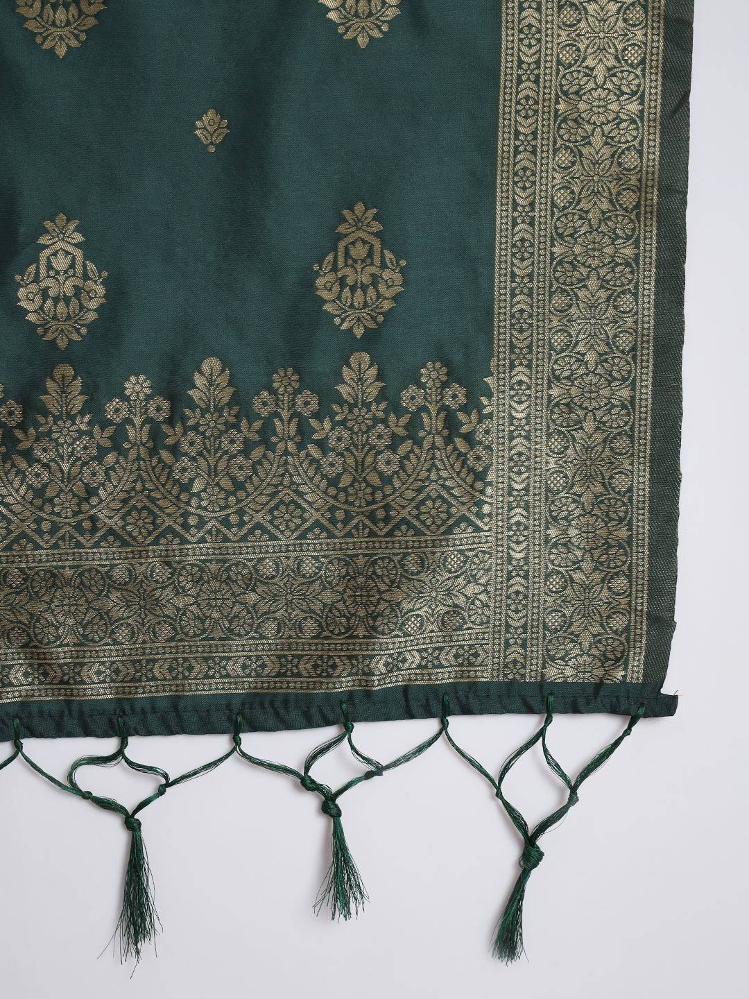 Vishwa Green Silk Round-neck Blossom Woven Kurta With Pant Suits - FitVibe Fashion