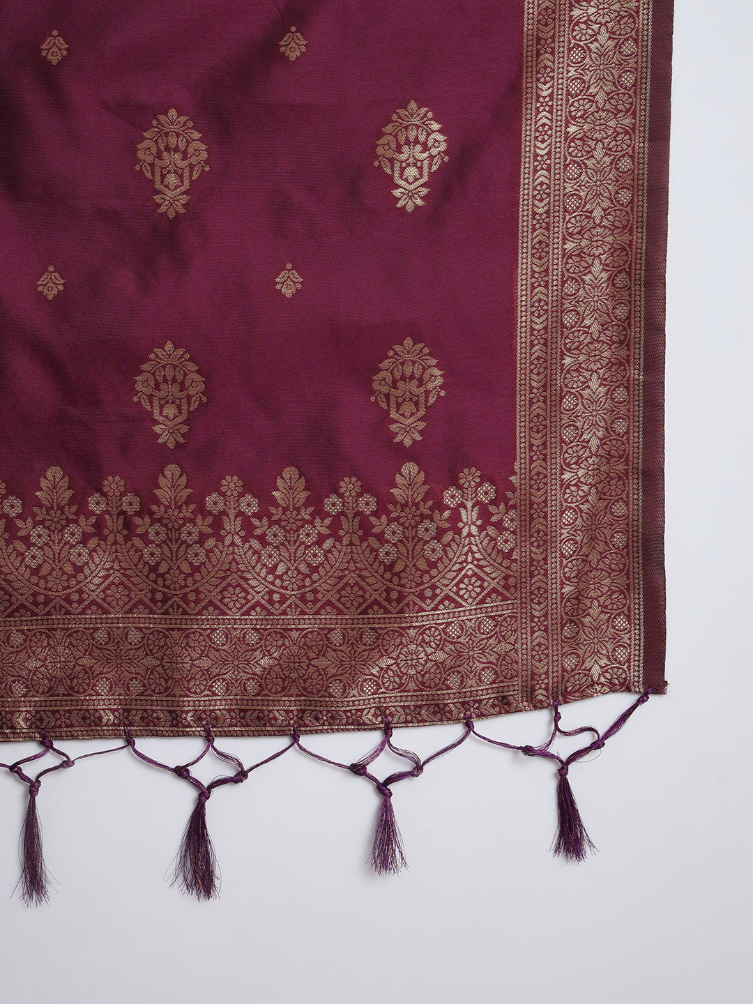 Vishwa Purple Silk Round-Neck Blossom Woven Kurta With Pant Suits - FitVibe Fashion