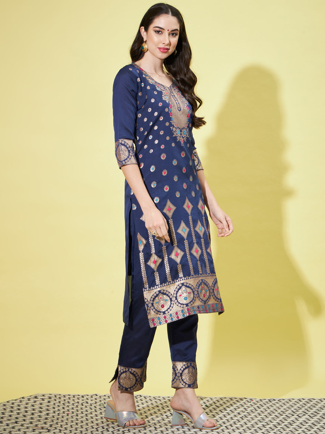 Cotton Silk Jacquard Kurta Pant With Heavy Banarasi Silk Dupatta - FitVibe Fashion