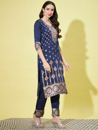 Cotton Silk Jacquard Kurta Pant With Heavy Banarasi Silk Dupatta - FitVibe Fashion