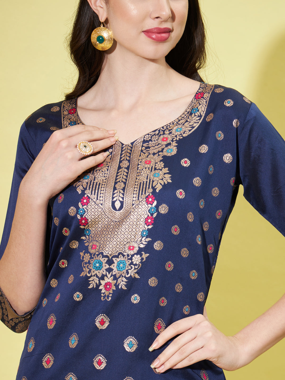 Cotton Silk Jacquard Kurta Pant With Heavy Banarasi Silk Dupatta - FitVibe Fashion