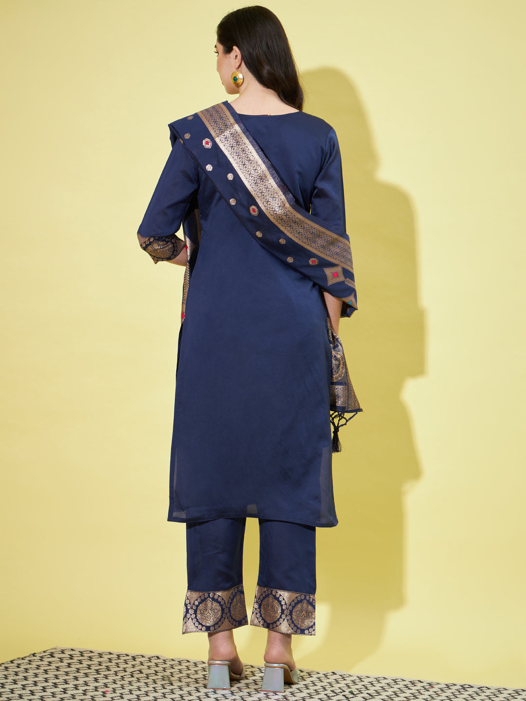 Cotton Silk Jacquard Kurta Pant With Heavy Banarasi Silk Dupatta - FitVibe Fashion