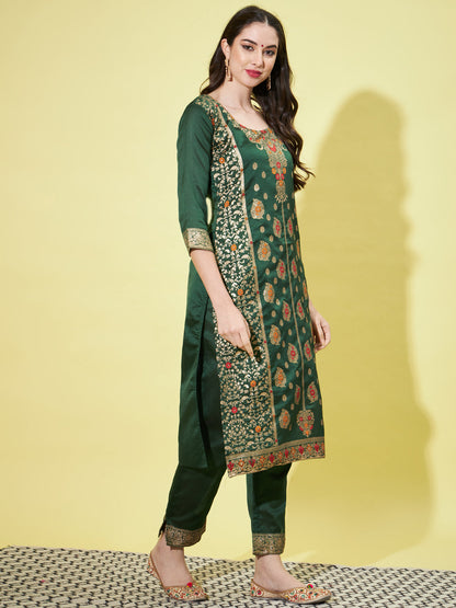 Cotton Silk Jacquard Kurta Pant With Heavy Banarasi Silk Dupatta - FitVibe Fashion