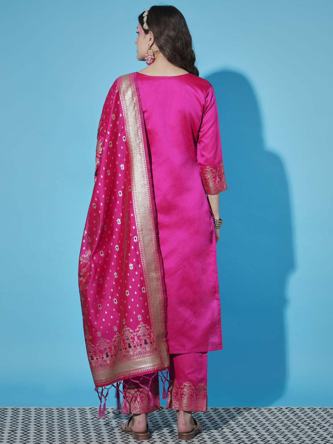 Cotton Silk Jacquard Kurta Pant With Heavy Banarasi Silk Dupatta - FitVibe Fashion