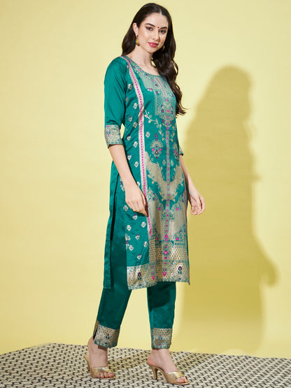 Cotton Silk Jacquard Kurta Pant With Heavy Banarasi Silk Dupatta - FitVibe Fashion