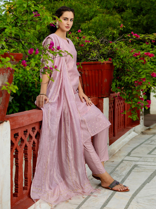 Kurta and Trouser Duppata Set Chanderi Modal Butti - FitVibe Fashion