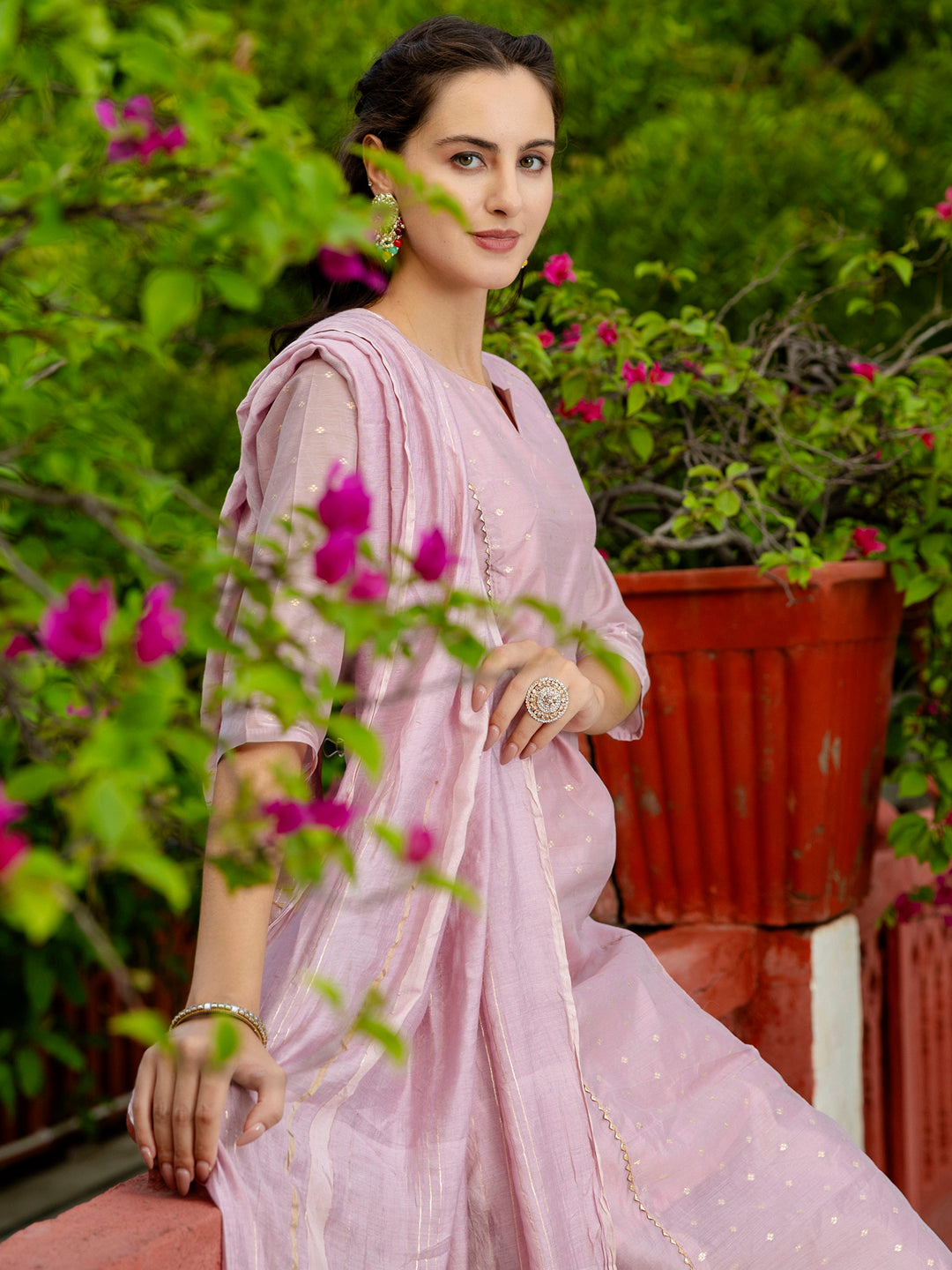 Kurta and Trouser Duppata Set Chanderi Modal Butti - FitVibe Fashion