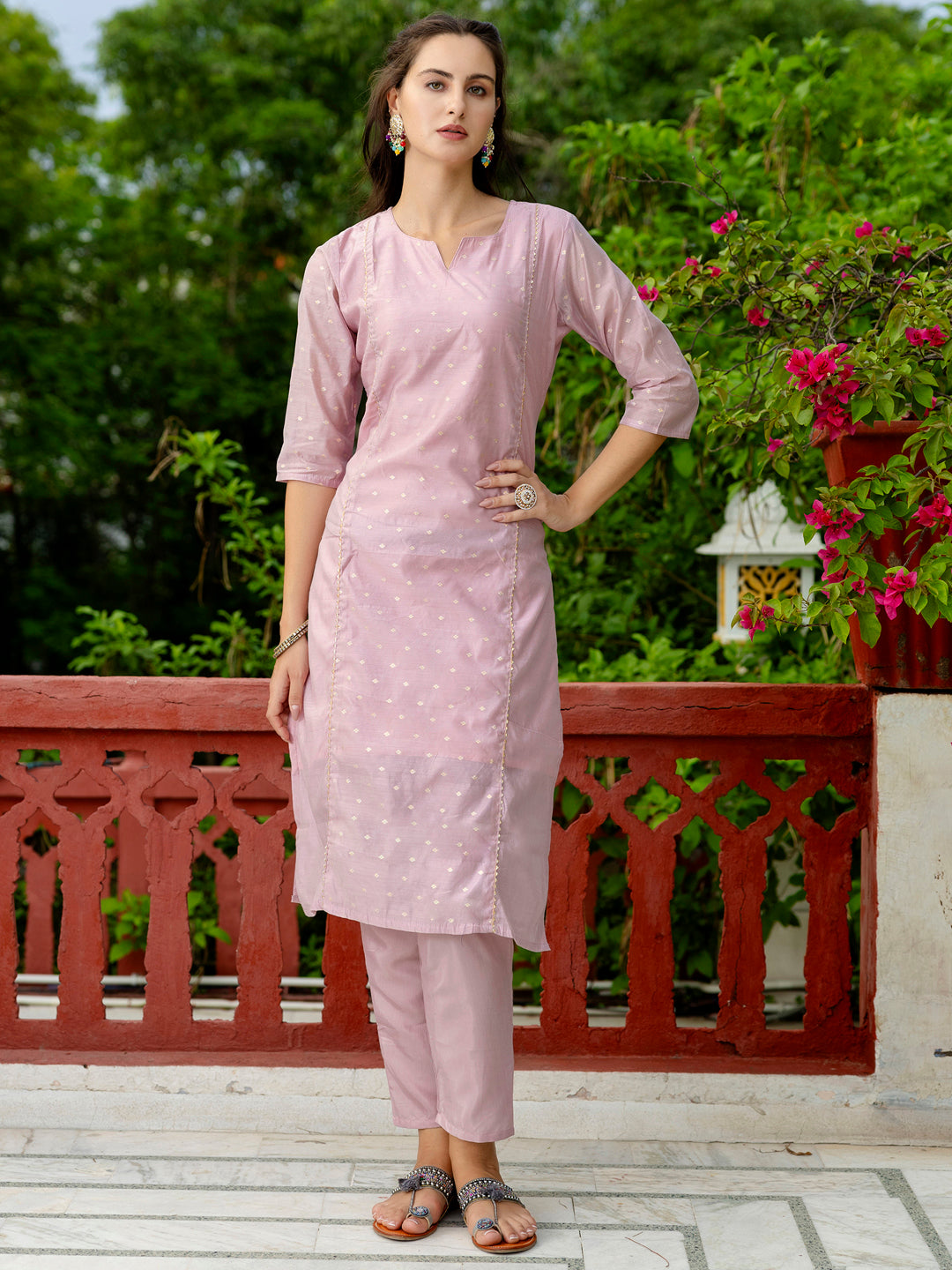 Kurta and Trouser Duppata Set Chanderi Modal Butti - FitVibe Fashion